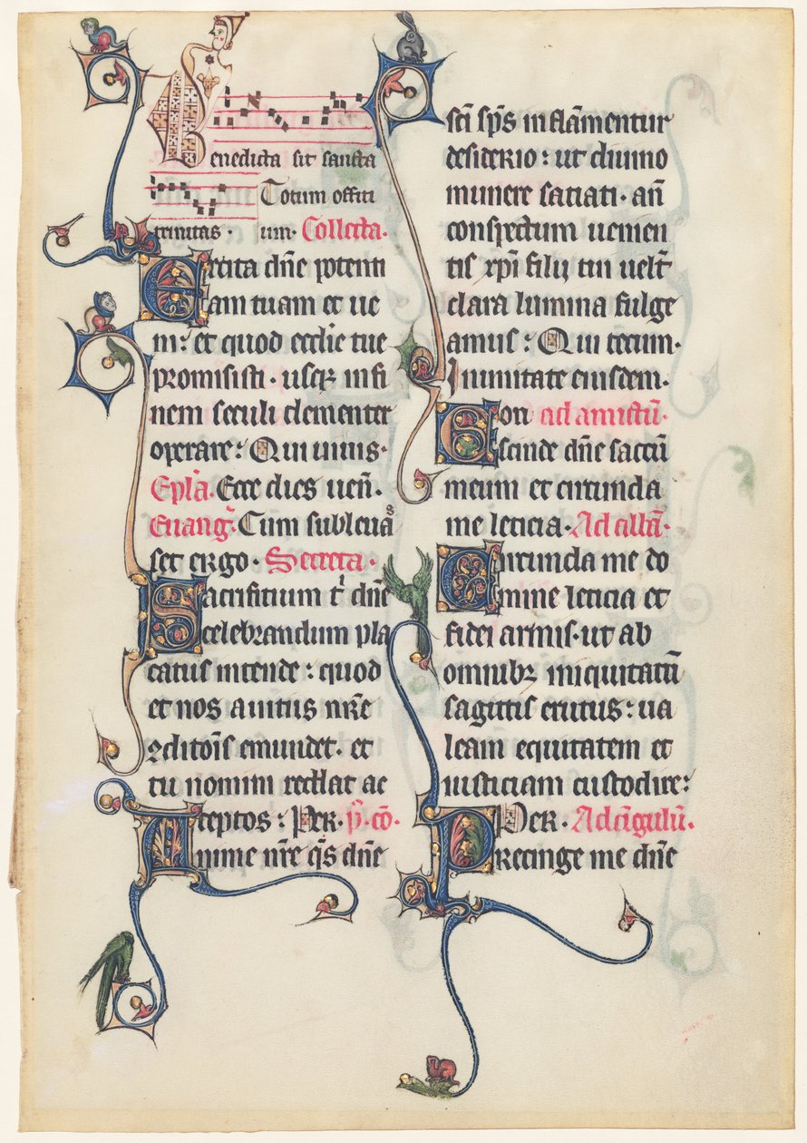 Manuskriptblad från Beauvais Missal av French 13th Century