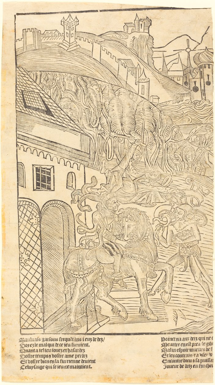 En varning för att spela tärningar av French 15th Century