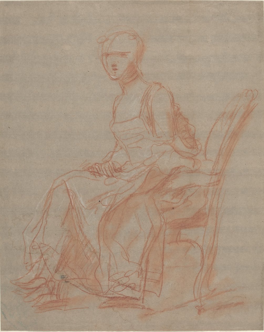 Sittande kvinna av French 18th Century