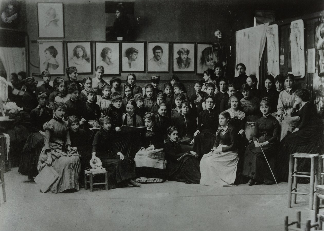 Academie Julian, Paris, grupp av konststudenter av French Photographer