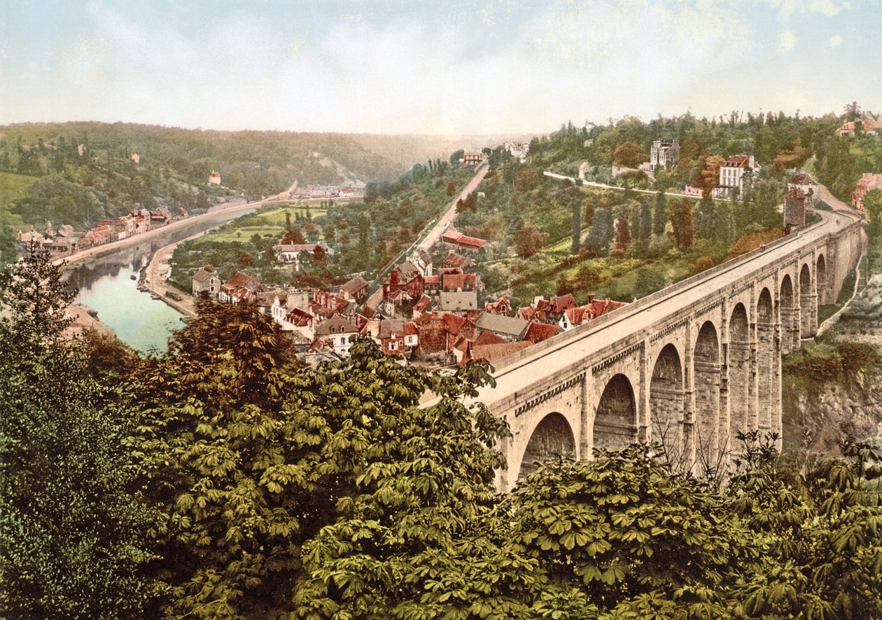 Viaduct de Lanvallay, Dinan, Frankrike, 1890-1900 av French Photographer