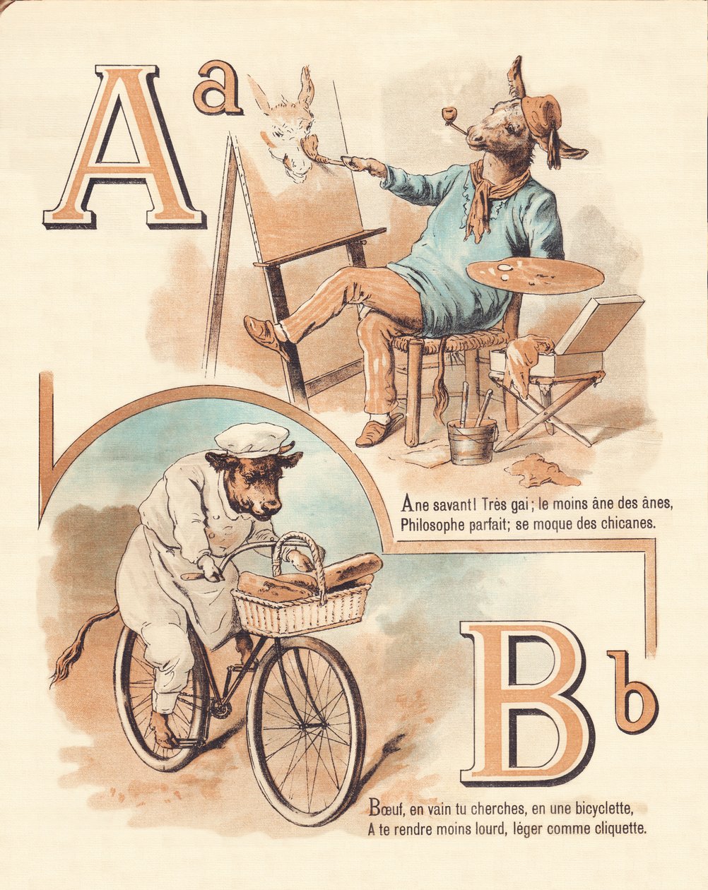 A B: Djur, konstnär, nötkött, bagare av French School