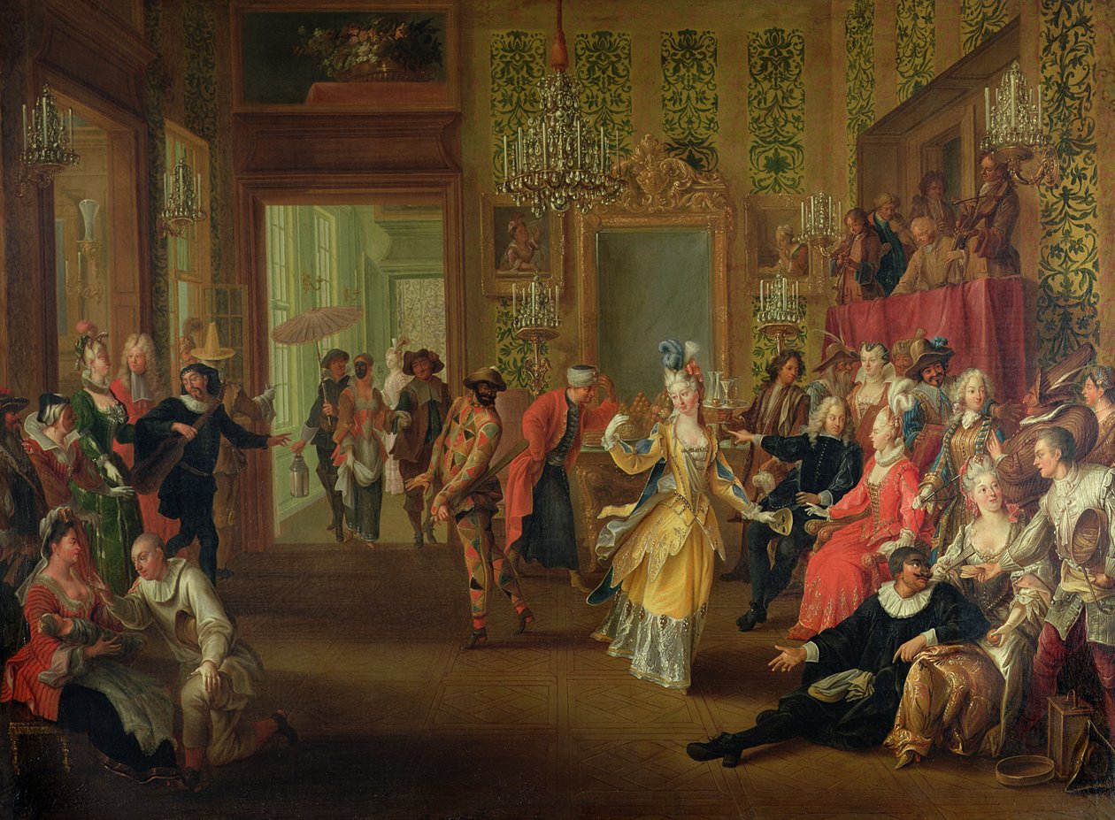 En Bal Pare under karnevalen, c.1710 av French School