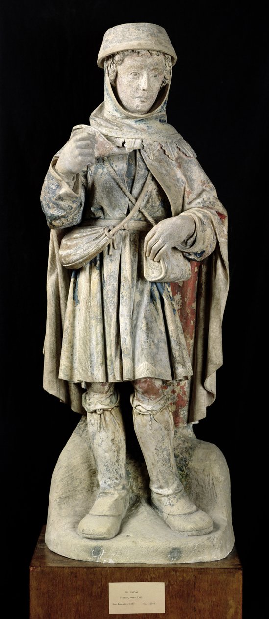 En bonde, ca 1500 (polykrom sten) av French School