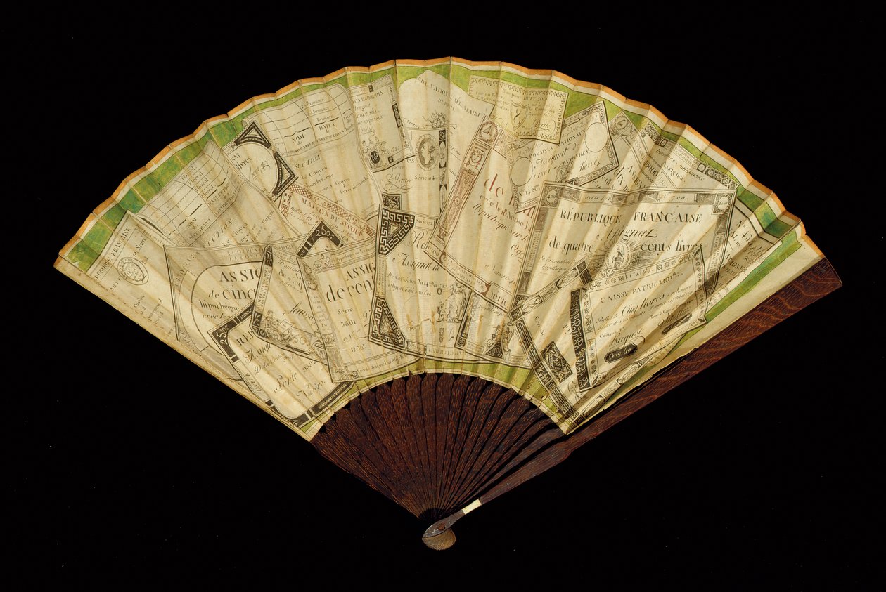 En Assignat-fläkt, ca 1796 (papper och trä) av French School