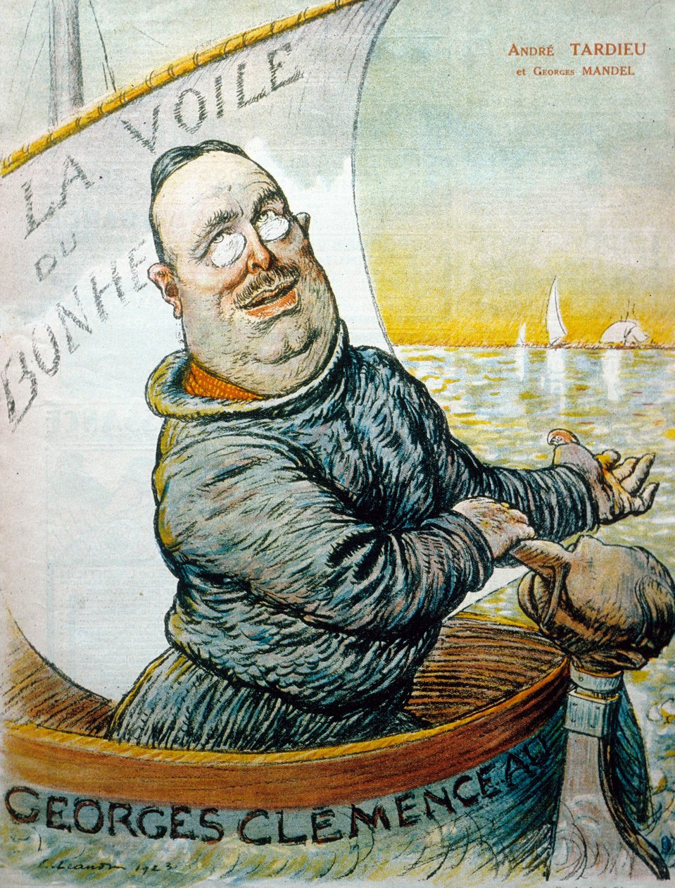 Andre Tardieu (färg litho) av French School