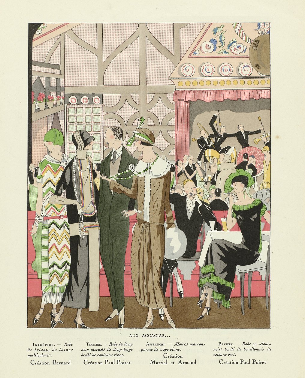 Aux Accacias .., från Art-Gout-beaute, utgiven 1924 (pochoirtryck) av French School