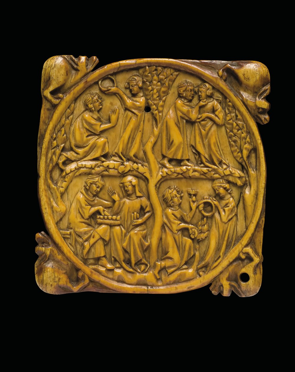 Snidat spegelfodral, Paris, c.1310-20 av French School