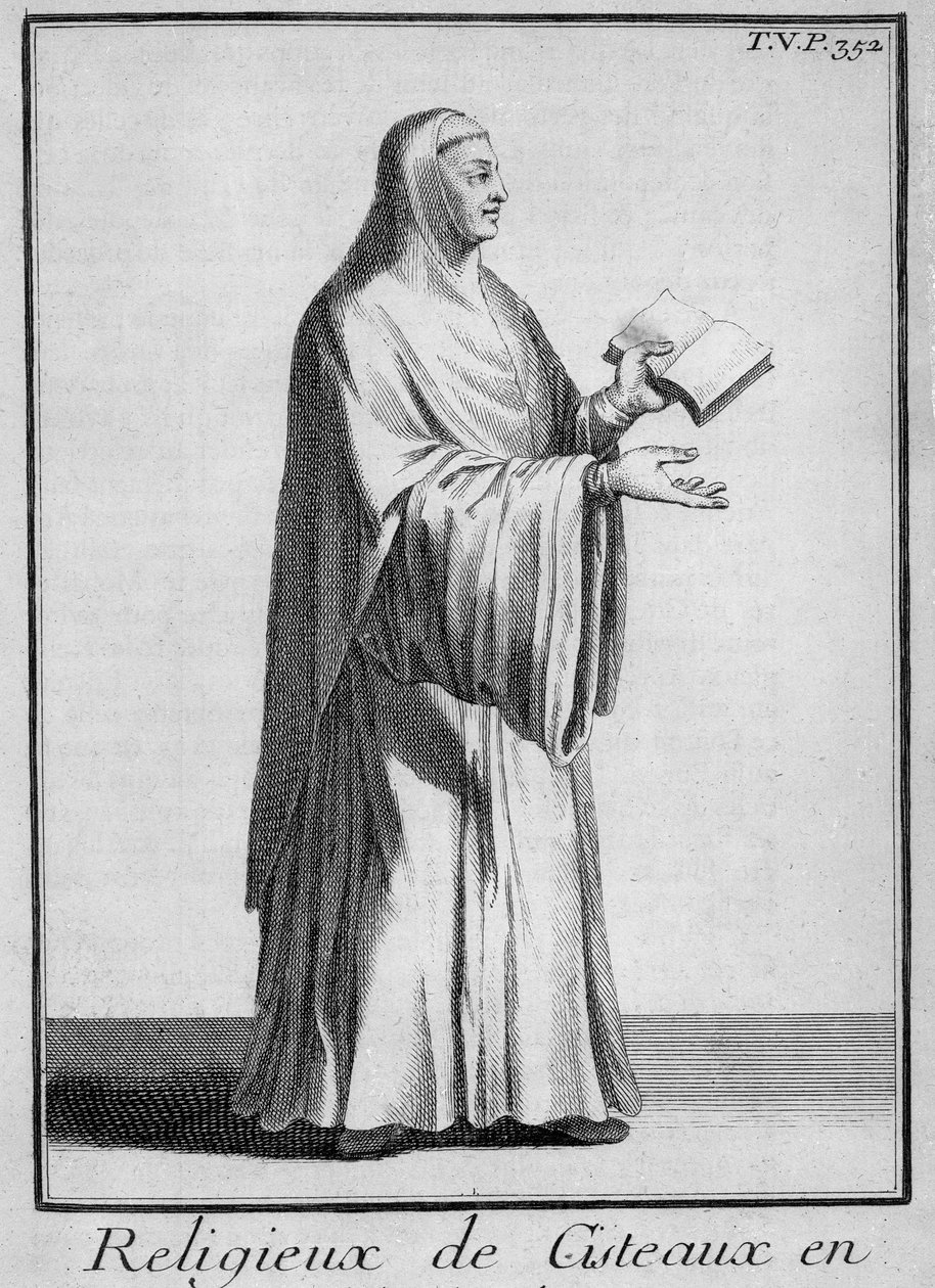 Cisterciensernonna i körvana, ca 1700 (gravyr) av French School