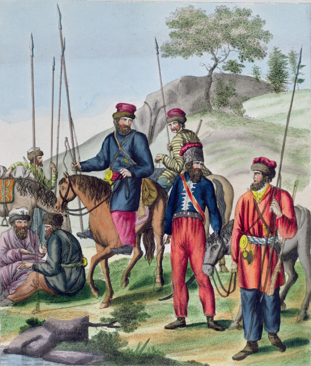 Kosacker i den ryska armén, ca 1814 av French School