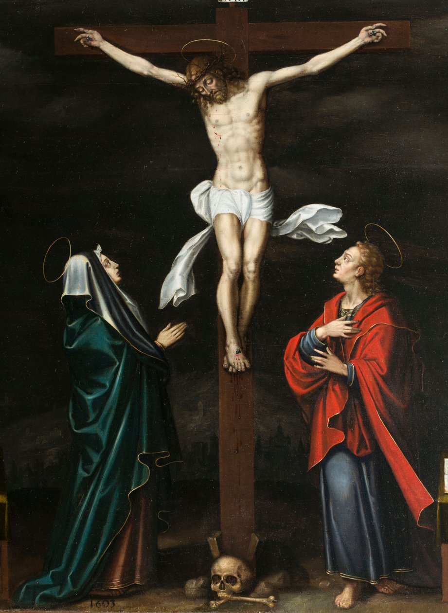Korsfästelse. Triptyk av Aubery av French School