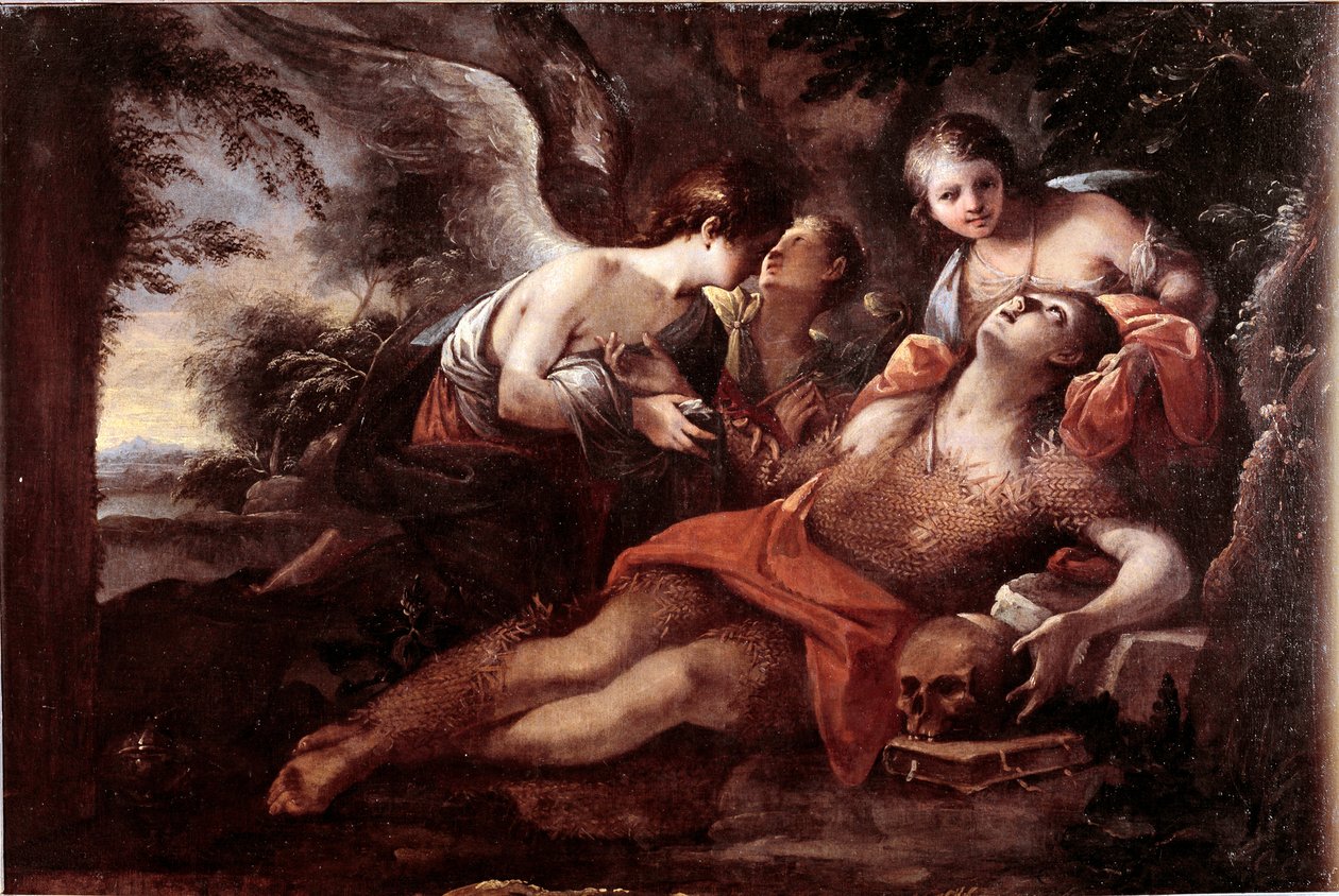 Maria Magdalenas död (olja på duk av French School