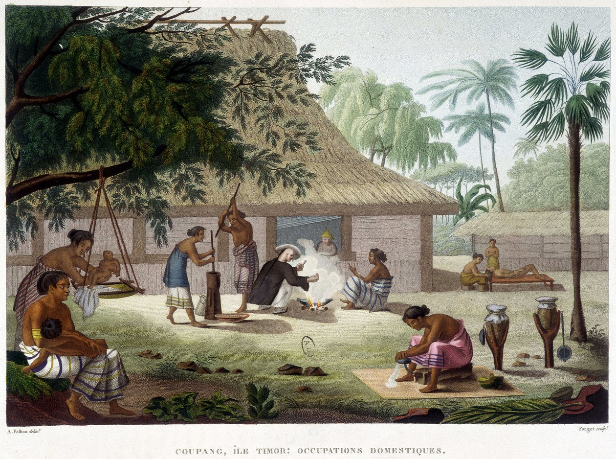Hushållssysslor i Coupang, Timor Island. av French School