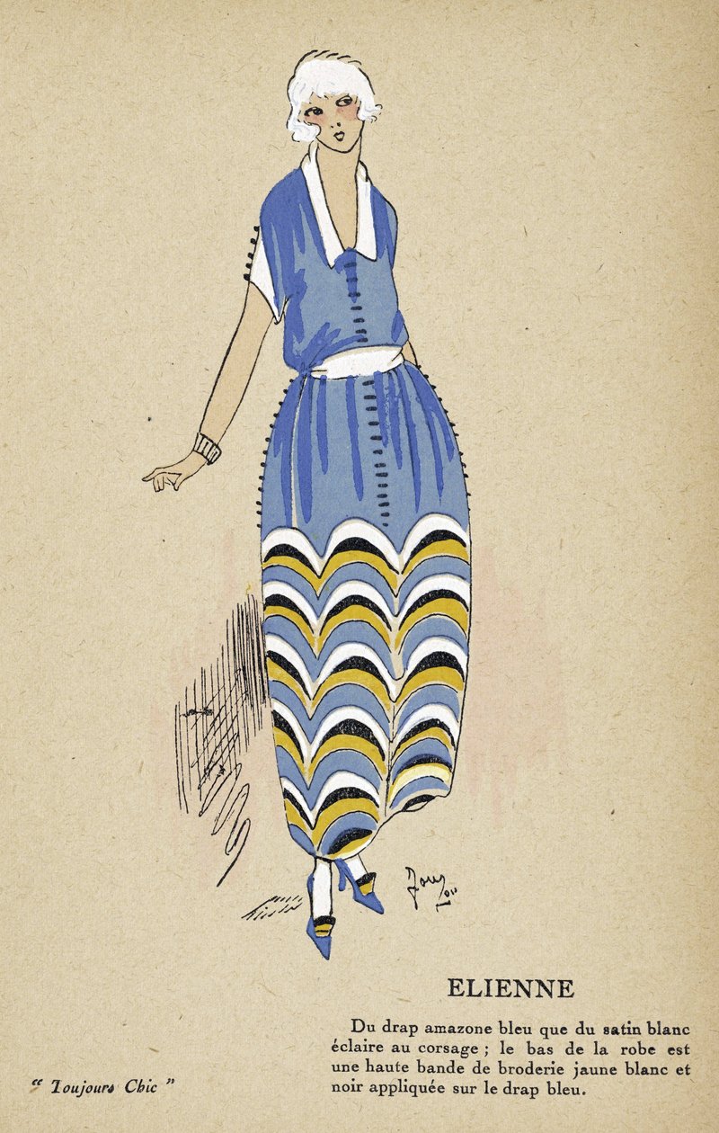 Elienne, från Toujours Chic, pub.1921-22 (stenciltryck) av French School