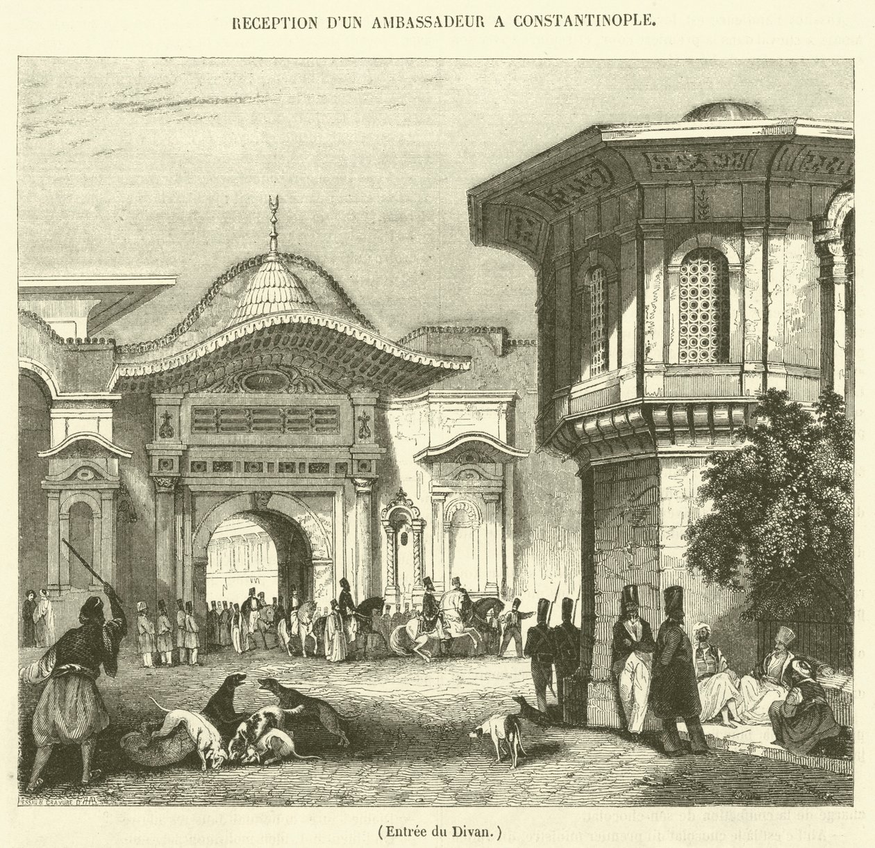 Ingång till Divan (gravyr) av French School