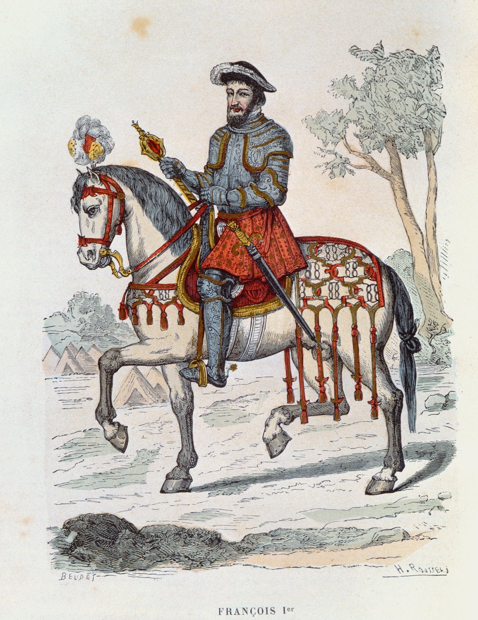 Ridsporträtt av Francois I av French School