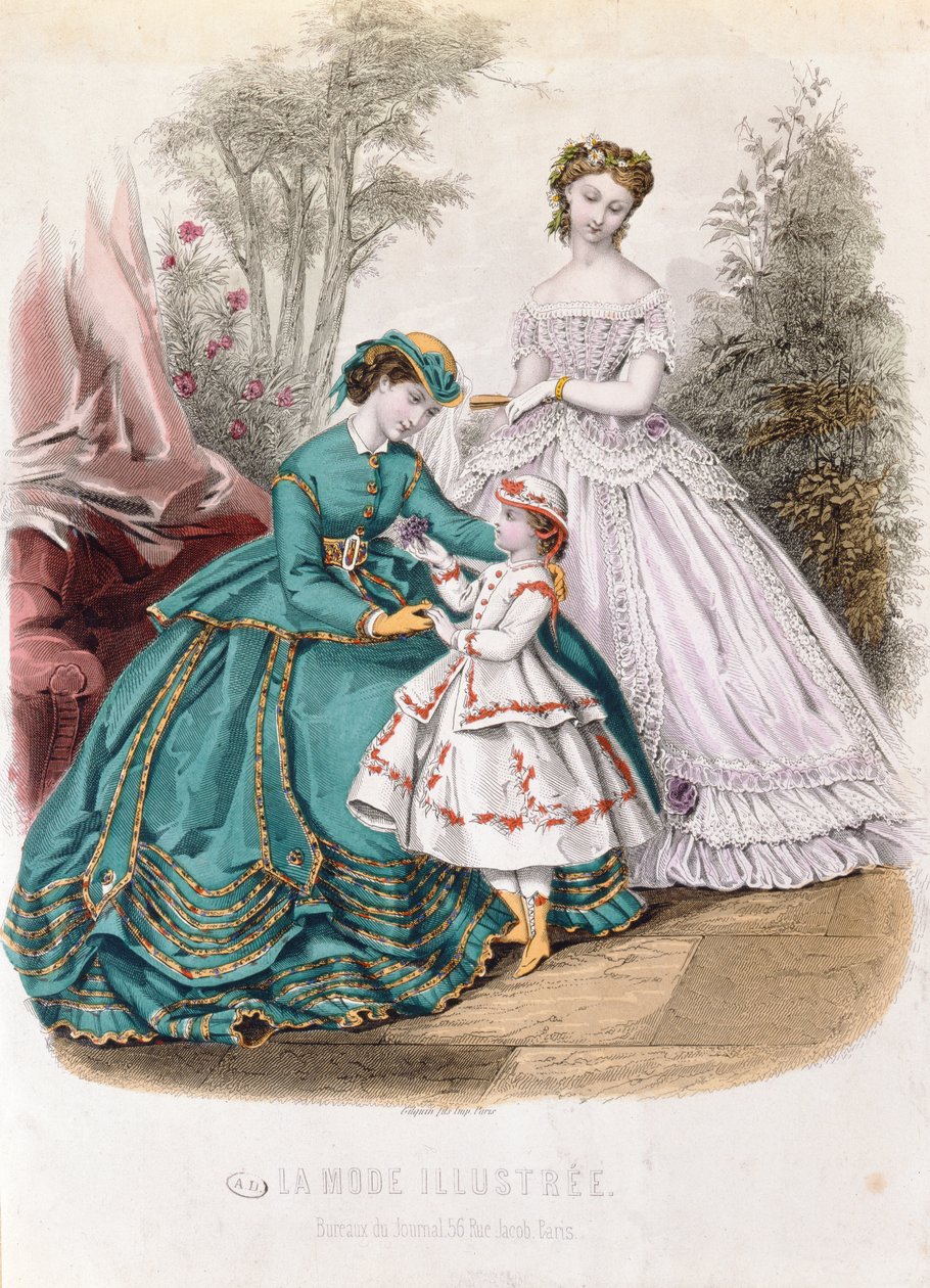 Modetallrik från La Mode Illustree, 1865 av French School
