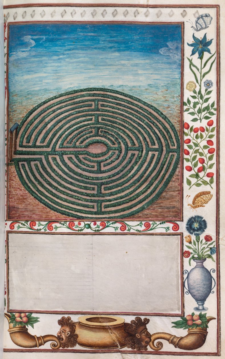 Florilegium: (sidan 15 recto) labyrint trädgård av French School