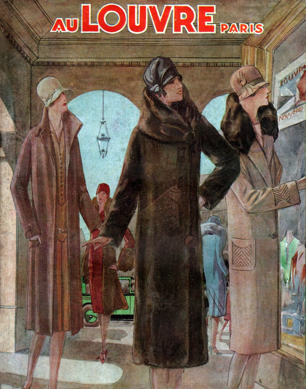 Furs rue de Rivoli, Paris. 1928 (gravyr) av French School