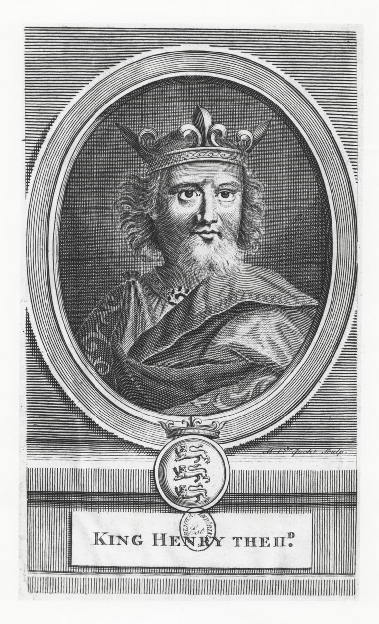 Henrik II, kung av England (gravyr) av French School