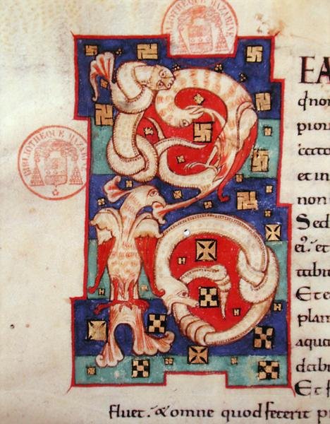 Historikerad initial, från en latinsk bibel av French School