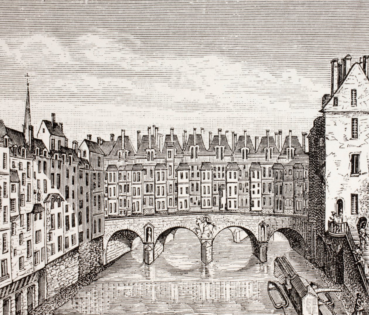 Hus på Saint-Michel-bron, Paris, 1875 av French School