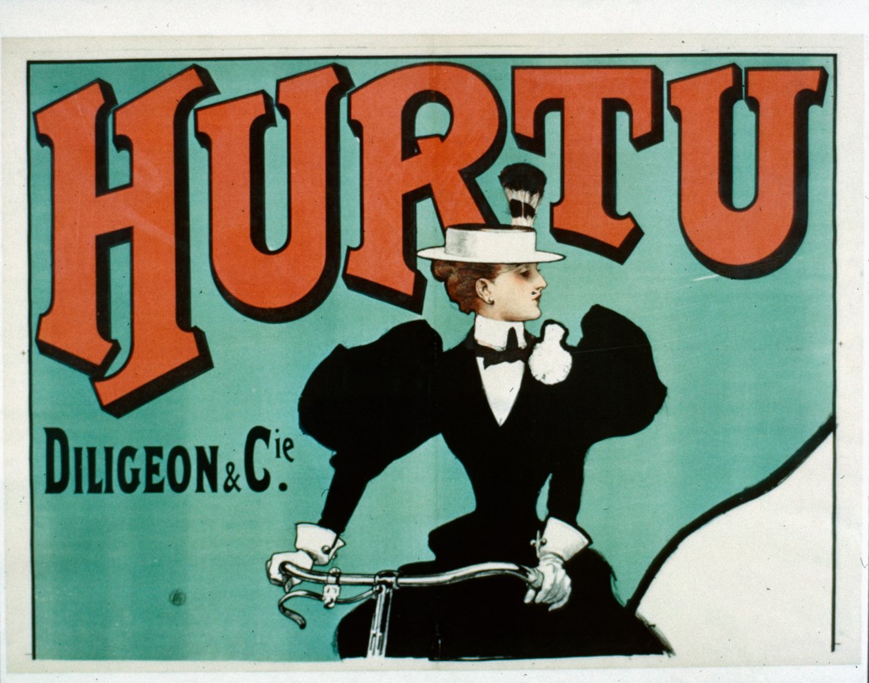 Hurtu Cykelaffisch, endast övre halvan, ca 1899 av French School