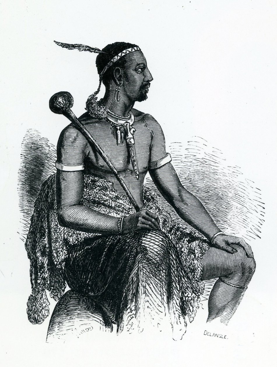 Kung Moshoeshoe I (ca 1786-1870) 1833 (gravyr) av French School