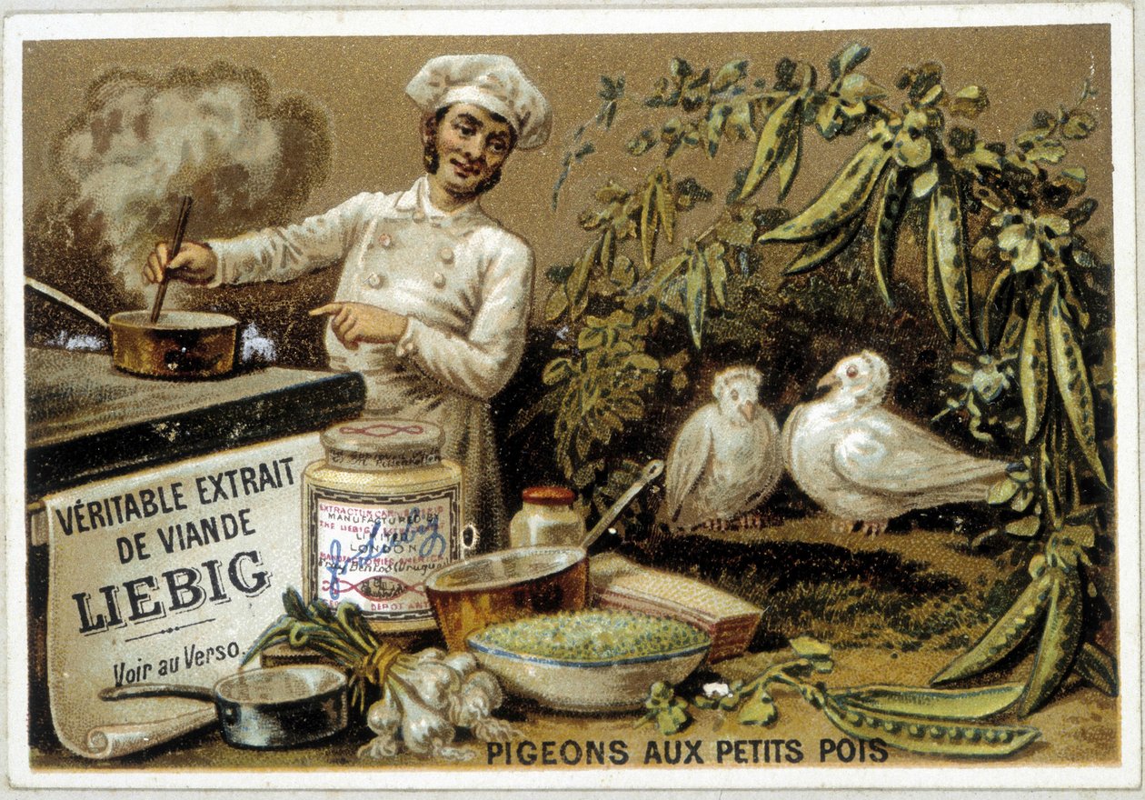 Liébig recept: duvor med ärter - chromo. av French School