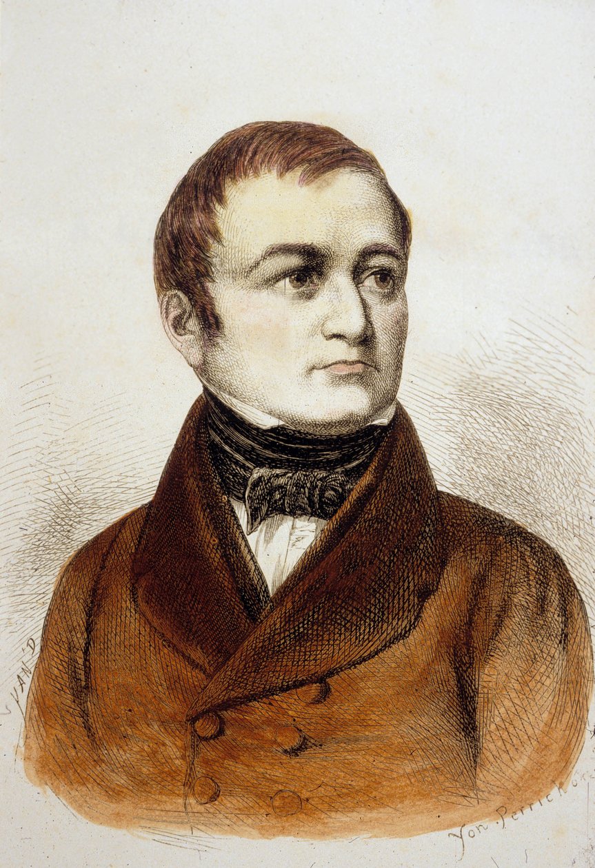 Louis Adolphe Thiers (färgad gravyr) av French School