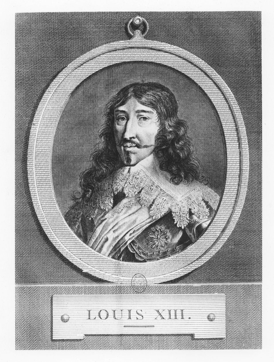 Ludvig XIII, kung av Frankrike (gravyr) av French School