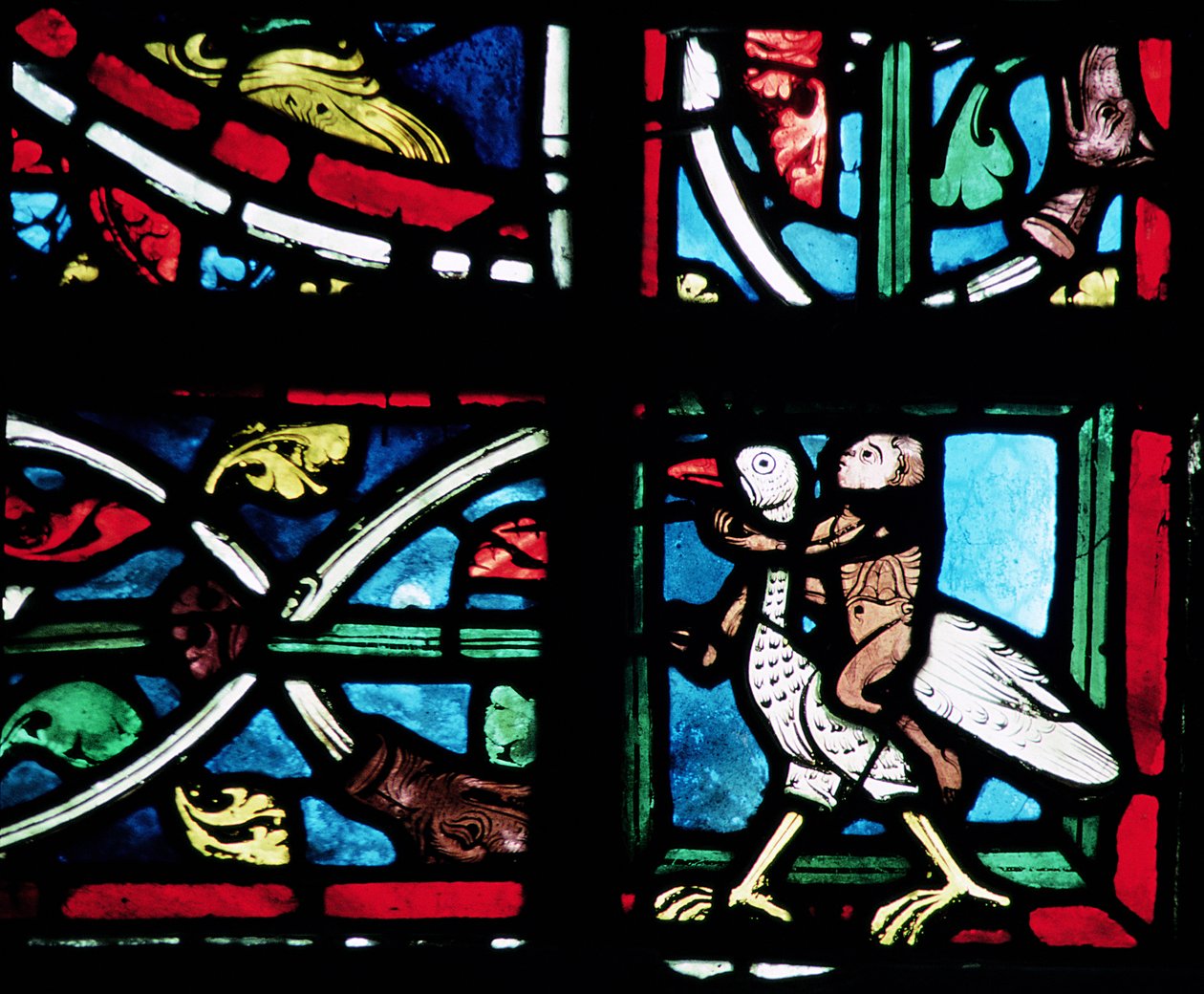 Man rider på en fågel, 1200-talet av French School