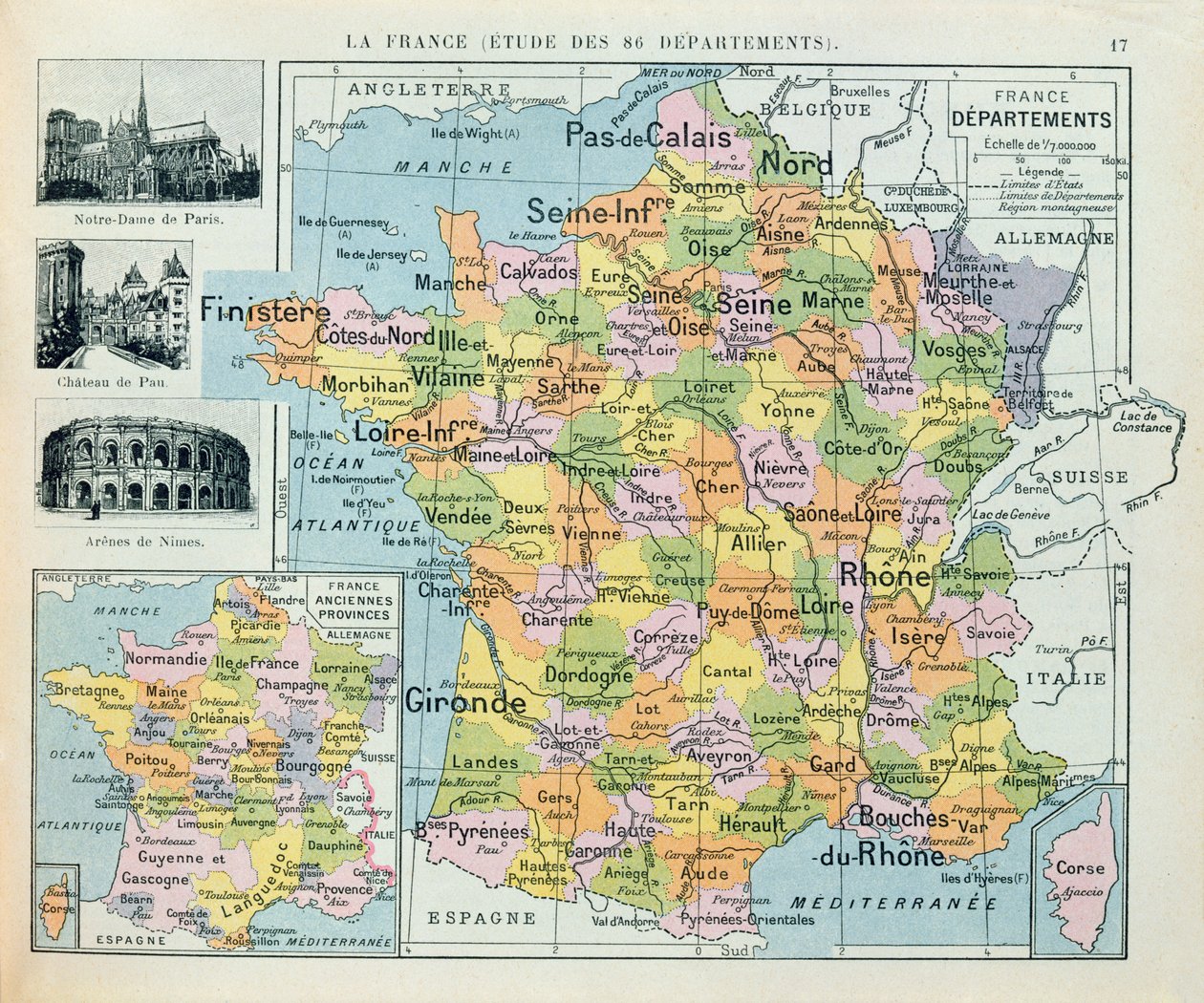 Karta över Frankrike, ca. 1914 av French School