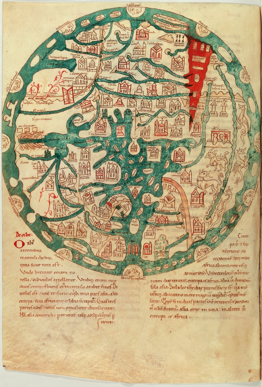 Mappamundi, efter Isidore av Sevilla, c.1130-1135 av French School