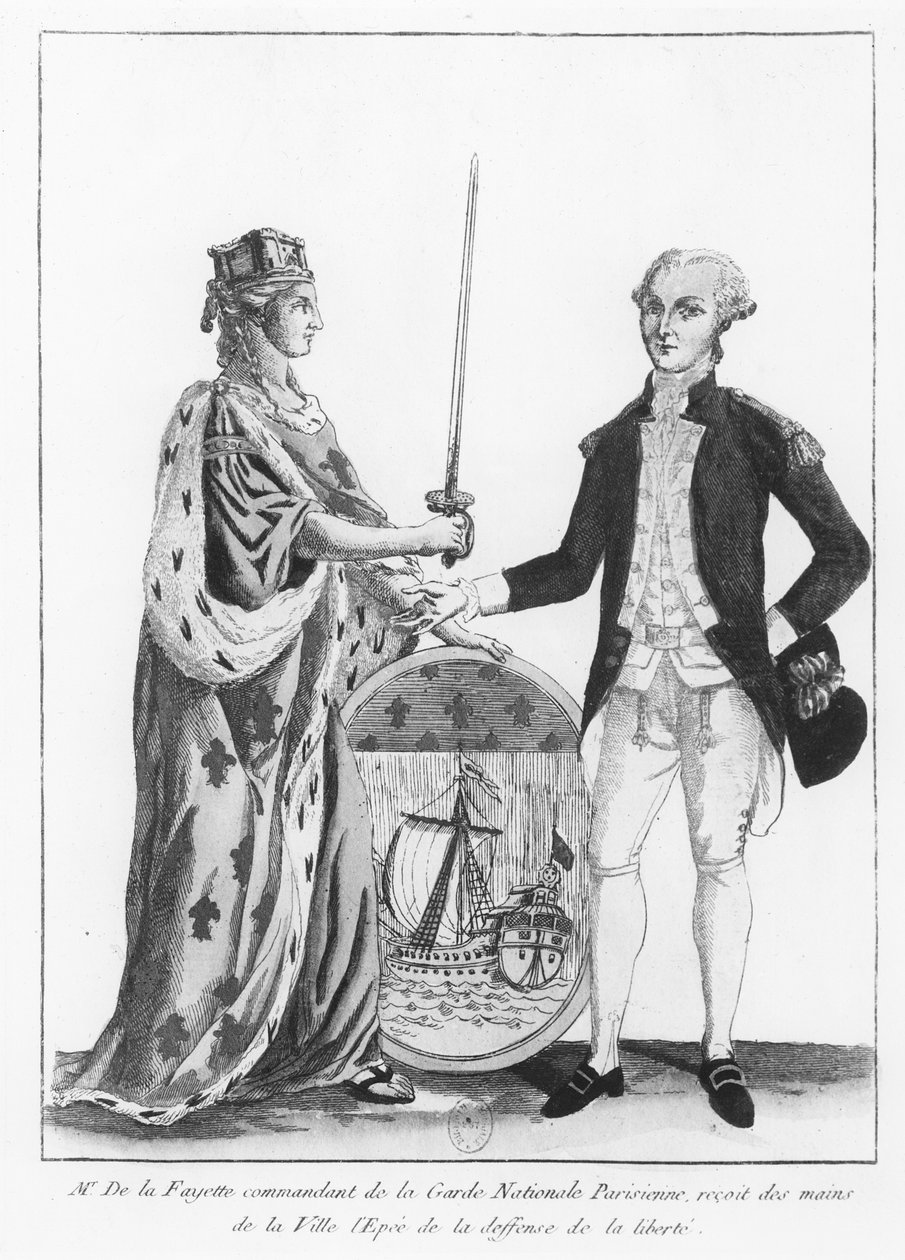 Marquis de La Fayette (litho) av French School