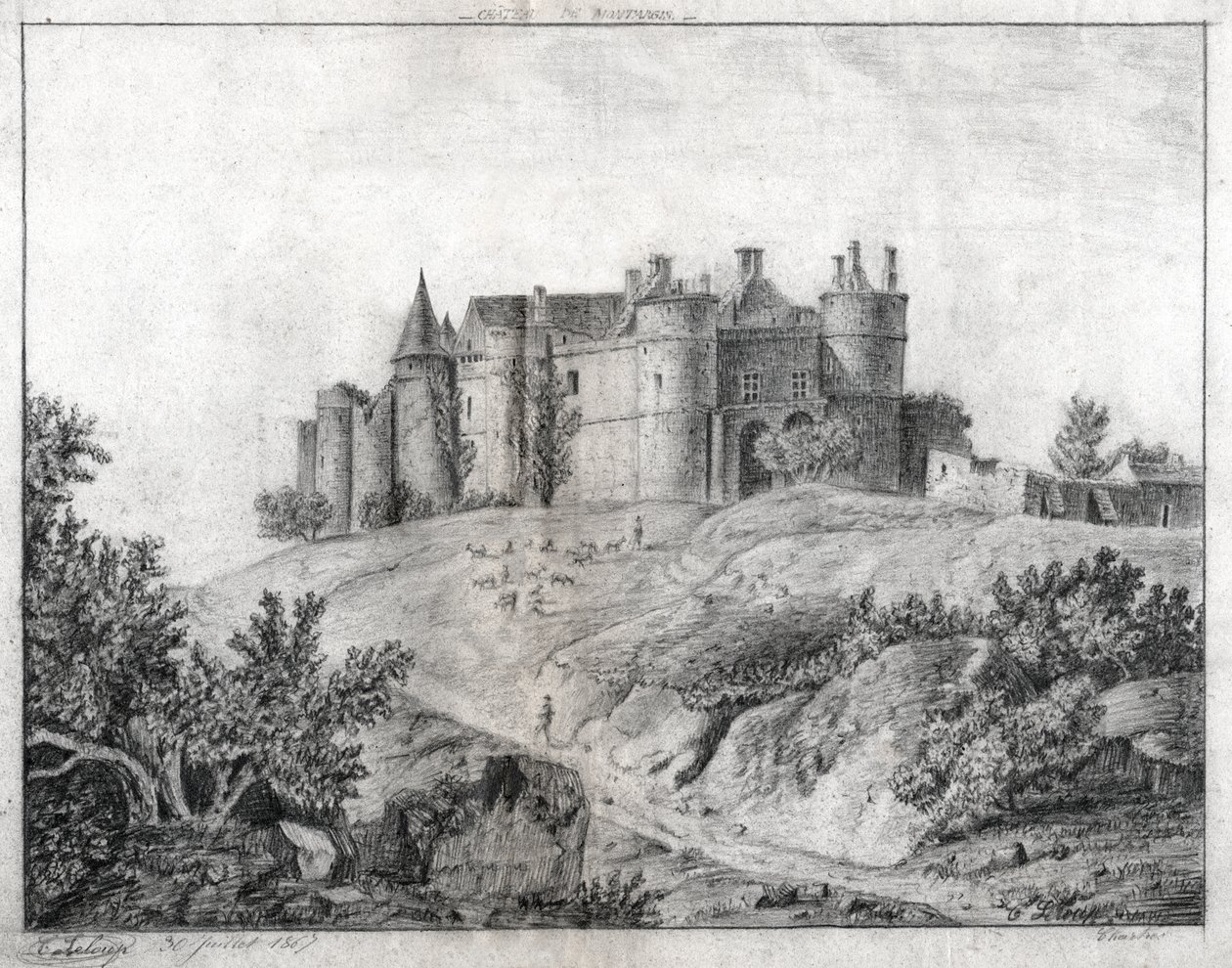 Montargis slott. (teckning av French School