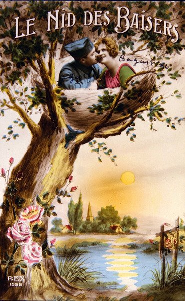 Nest of Kisses, c.1920 (färg litho) av French School