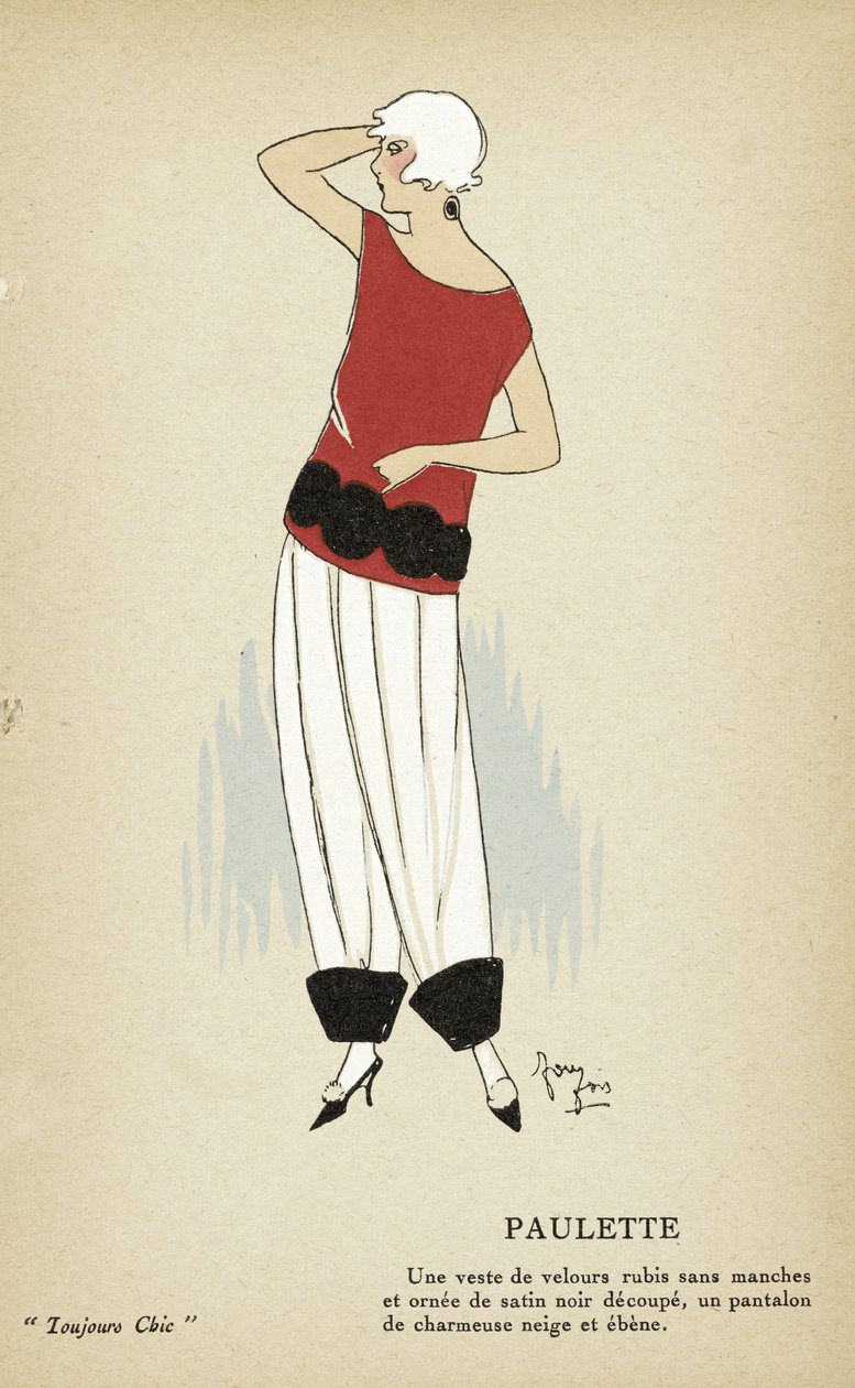 Paulette från Toujours Chic, pub.1921-22 (stenciltryck) av French School