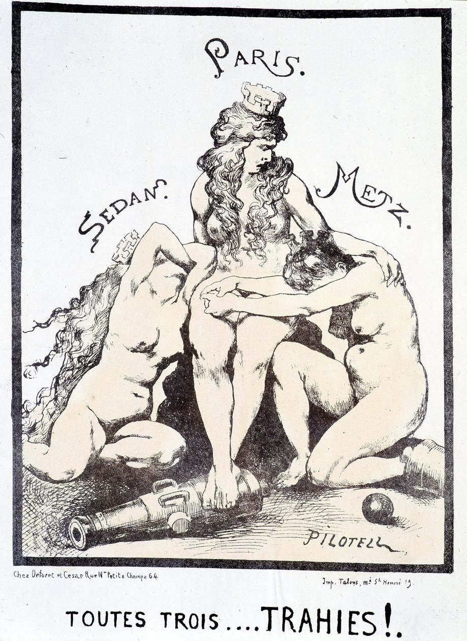 Politisk tecknad serie "Alla tre... förrådda!." av French School