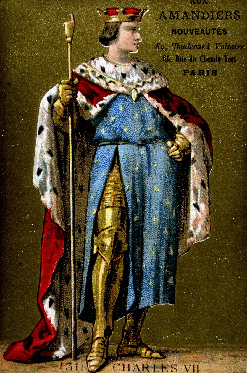 Porträtt av Karl VII (1403-1461). av French School