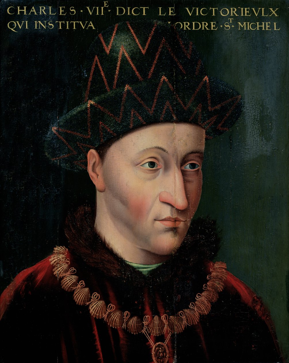 Porträtt av Karl VII (1403-61) av French School