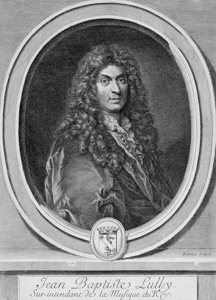 Porträtt av Jean-Baptiste Lully (1632-87) av French School