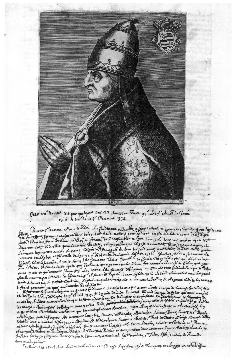 Porträtt av påven Johannes XXII (1244-1334) av French School