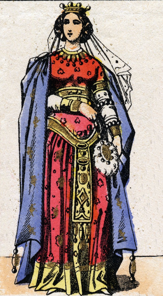 Porträtt av drottning Nantilde (ca 610-642). av French School