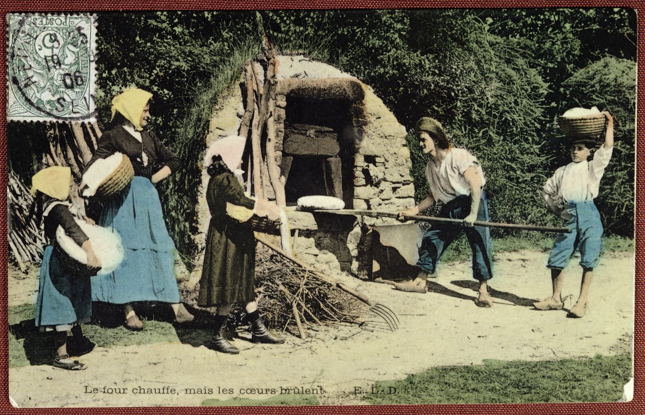 Vykort föreställande en gemensam ugn, 1906 av French School