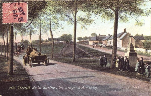 Vykort som föreställer körning i Sarthe av French School