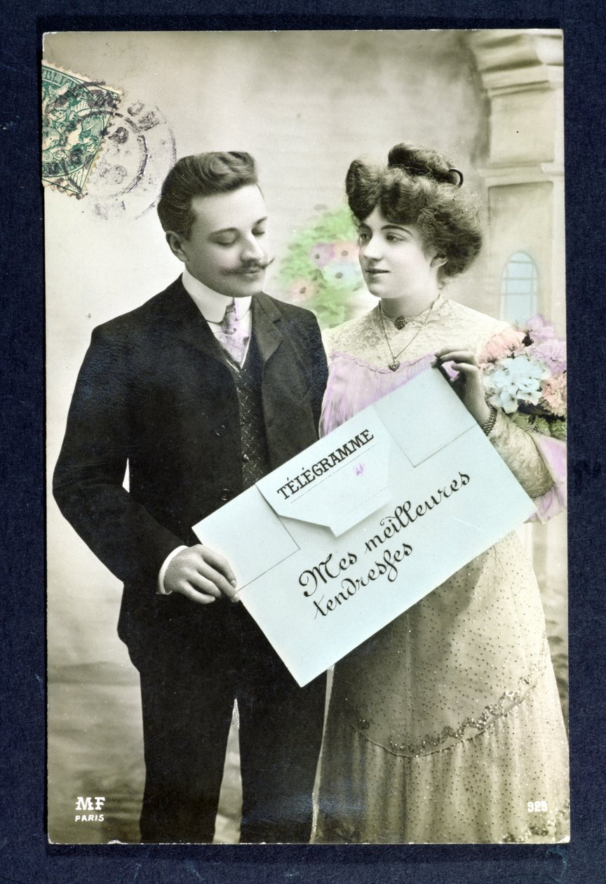 Vykortstelegram skickat 1907 av French School