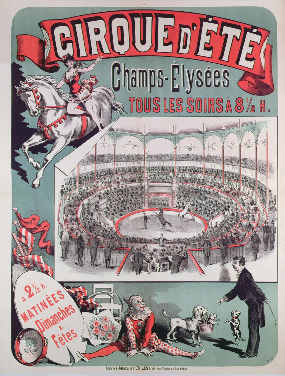 Affisch som annonserar Cirque dEte, c.1880 av French School
