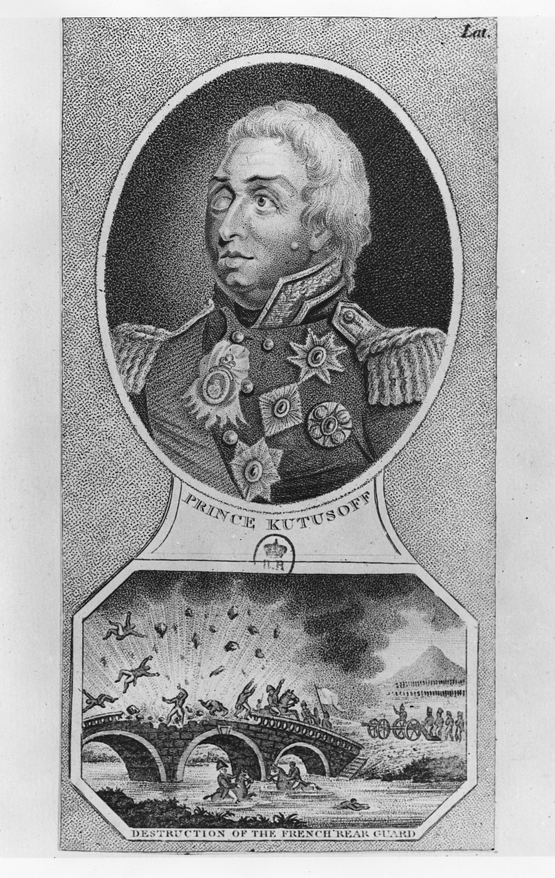 Prins Mikhail Illarionovich Golenischev-Kutuzov (litho) av French School