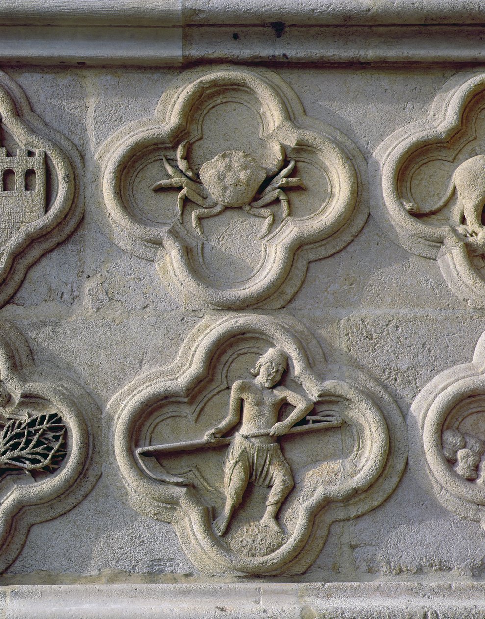 Quatrefoils föreställande Kräftan och Juni, c.1220 av French School